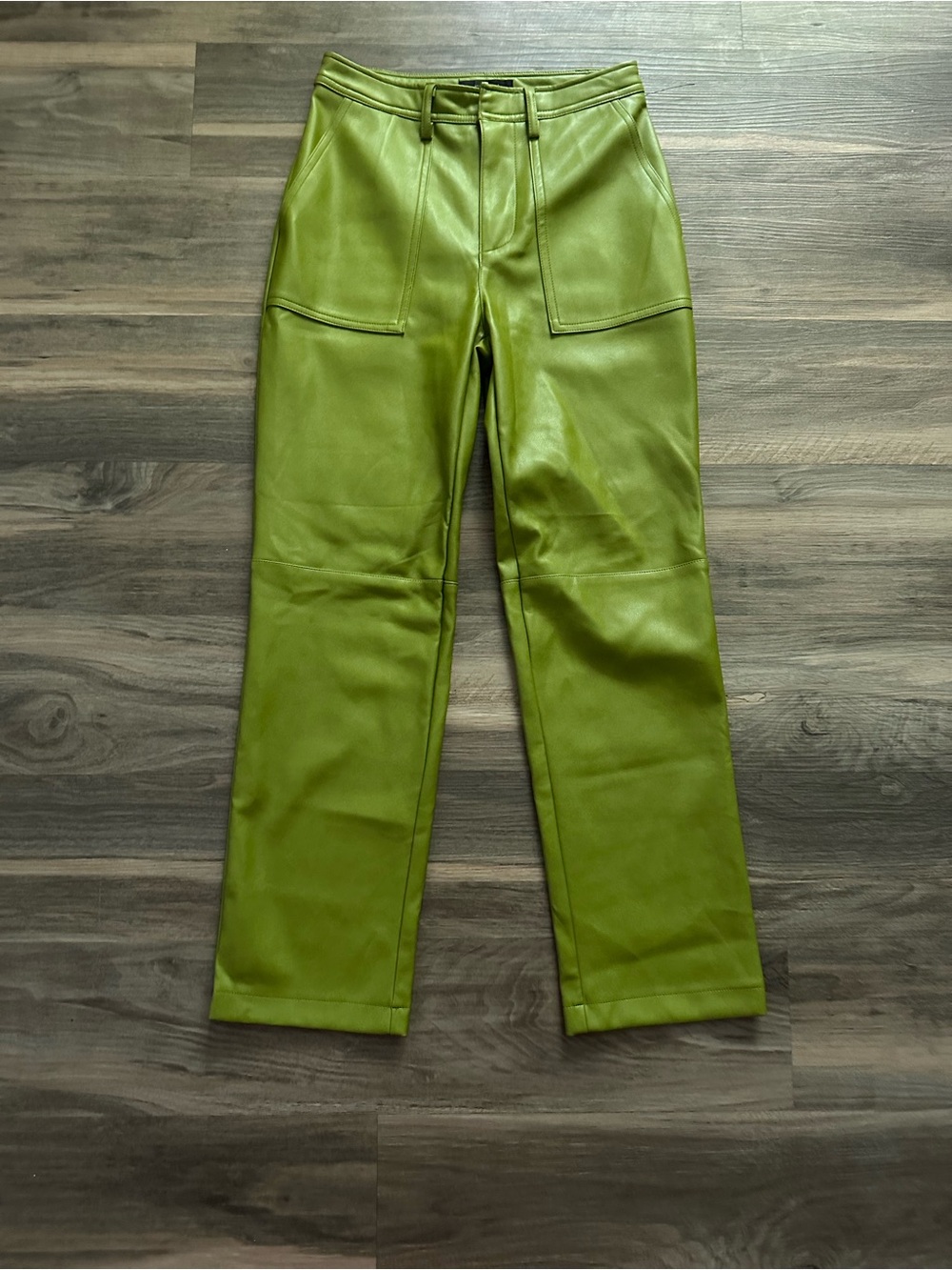 7 For All Mankind Green Faux Leather Pants